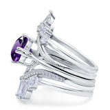 Three Piece Round Natural Stone Cocktail Ring