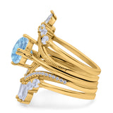 Three Piece Round Natural Stone Cocktail Ring