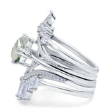 Three Piece Round Natural Stone Cocktail Ring