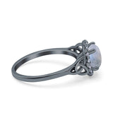 Art Deco Round Natural Stone Triquetra Ring
