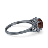 Art Deco Round Natural Stone Triquetra Ring