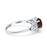 Art Deco Round Natural Stone Triquetra Ring
