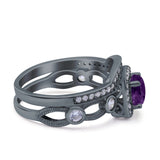 Two Piece Round Natural Stone Ring