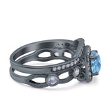 Two Piece Round Natural Stone Ring