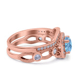 Two Piece Round Natural Stone Ring