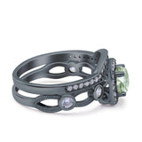 Two Piece Round Natural Stone Ring
