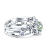 Two Piece Round Natural Stone Ring