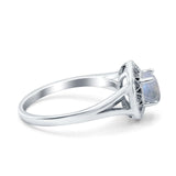 Art Deco Round Natural Stone Floral Ring