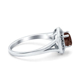 Art Deco Round Natural Stone Floral Ring