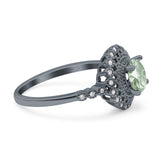 Floral Art Deco Round Natural Stone Ring