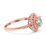 Floral Art Deco Round Natural Stone Ring