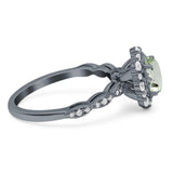 Oval Natural Stone Floral Halo Ring