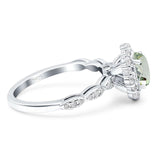 Oval Natural Stone Floral Halo Ring