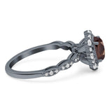 Oval Natural Stone Floral Halo Ring