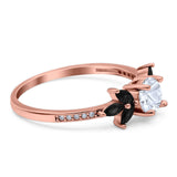 Art Deco Round Natural Stone Floral Ring