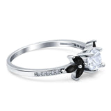 Art Deco Round Natural Stone Floral Ring