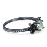 Art Deco Round Natural Stone Floral Ring