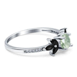Art Deco Round Natural Stone Floral Ring