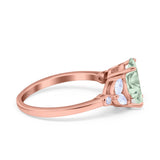 Art Deco Oval Natural Stone Wedding Ring