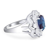 Vintage Style Oval Natural Stone Floral Ring