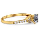 Art Deco Round Natural Stone Ring