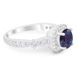 Art Deco Round Natural Stone Halo Ring