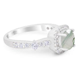 Art Deco Round Natural Stone Halo Ring