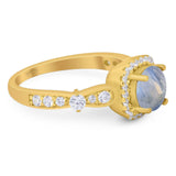 Art Deco Round Natural Stone Halo Ring