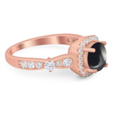 Art Deco Round Natural Stone Halo Ring