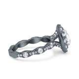Oval Natural Stone Art Deco Ring