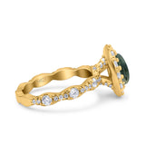Oval Natural Stone Art Deco Ring