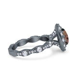 Oval Natural Stone Art Deco Ring