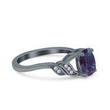 Oval Natural Stone Leaf Split Shank Ring