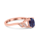 Oval Natural Stone Leaf Split Shank Ring