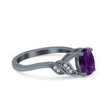 Oval Natural Stone Leaf Split Shank Ring