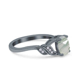 Oval Natural Stone Leaf Split Shank Ring