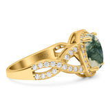 Oval Natural Stone Infinity Twisted Ring