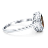 Art Deco Oval Natural Stone Wedding Ring