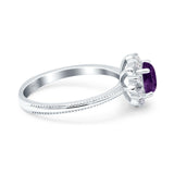 Art Deco Round Natural Stone Floral Ring