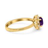 Art Deco Round Natural Stone Floral Ring