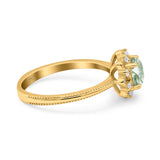 Art Deco Round Natural Stone Floral Ring