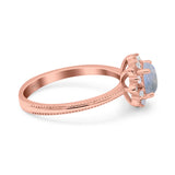 Art Deco Round Natural Stone Floral Ring