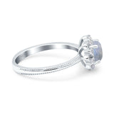 Art Deco Round Natural Stone Floral Ring