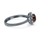 Art Deco Round Natural Stone Floral Ring