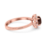 Art Deco Round Natural Stone Floral Ring