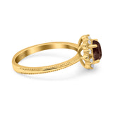 Art Deco Round Natural Stone Floral Ring