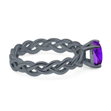 Oval Natural Stone Braided Solitaire Ring