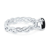 Oval Natural Stone Braided Solitaire Ring