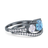 Two Piece Round Natural Stone Trio Ring