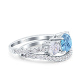 Two Piece Round Natural Stone Trio Ring